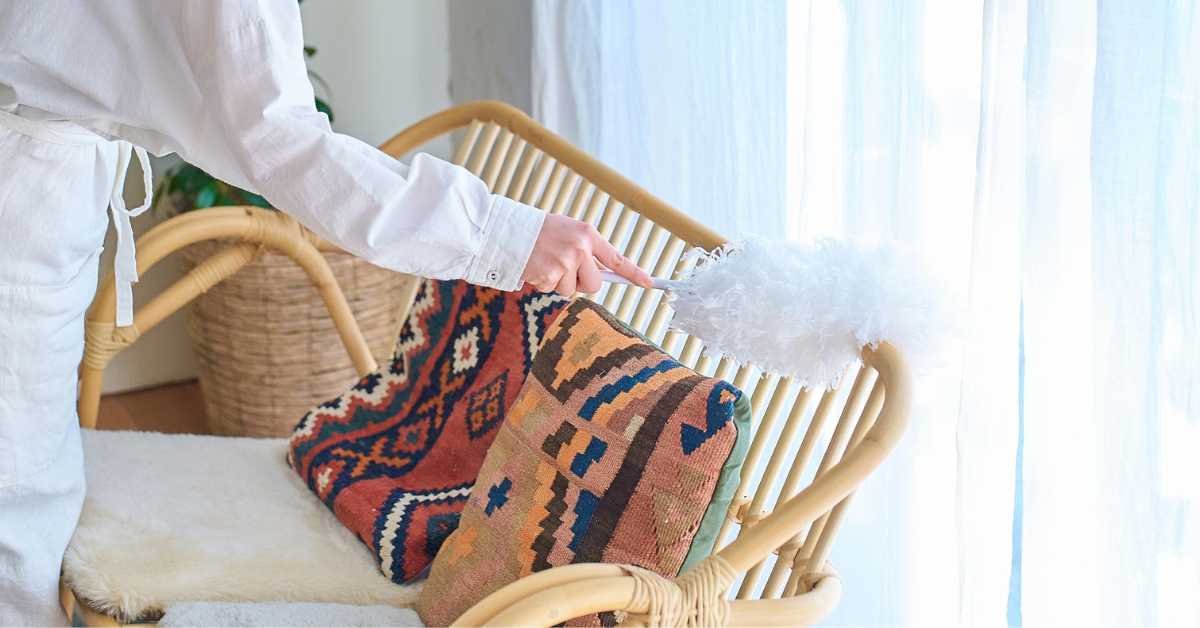 dust on furniture surface daylight home