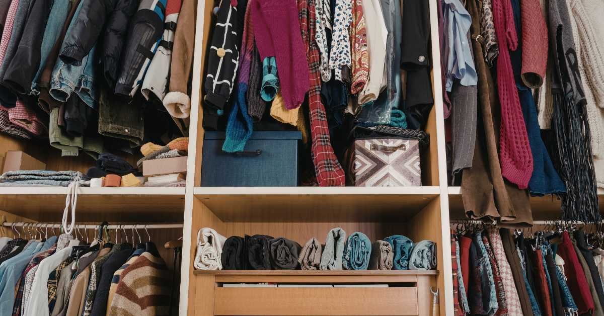overfilled shelf drawer cluttered everyday household items